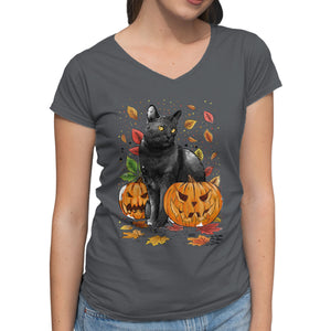 Cat Leaves and Pumpkins