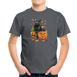 Cat Leaves and Pumpkins