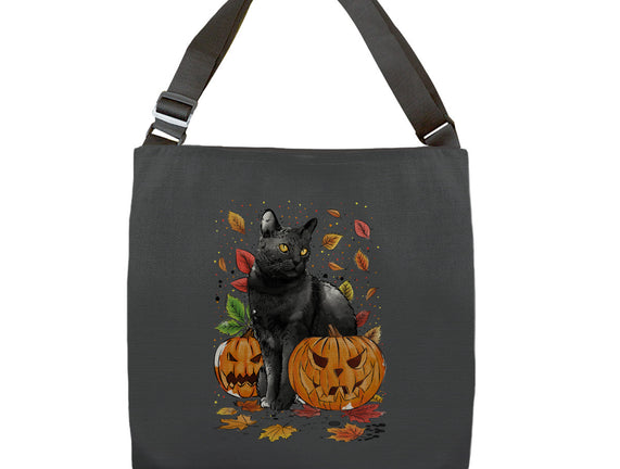 Cat Leaves and Pumpkins