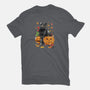 Cat Leaves and Pumpkins-womens basic tee-DrMonekers