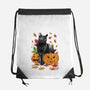 Cat Leaves and Pumpkins-none drawstring bag-DrMonekers