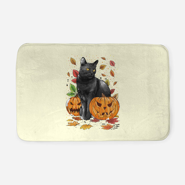 Cat Leaves and Pumpkins-none memory foam bath mat-DrMonekers