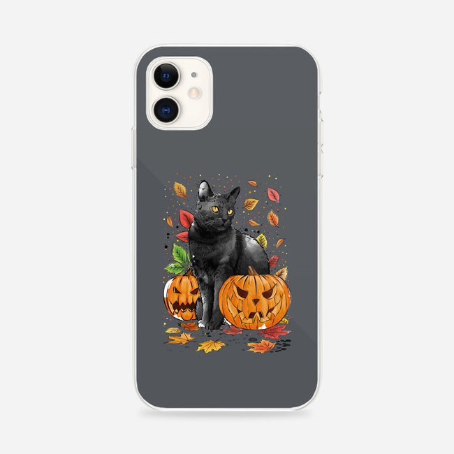 Cat Leaves and Pumpkins-iphone snap phone case-DrMonekers