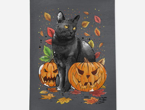 Cat Leaves and Pumpkins