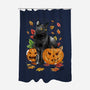 Cat Leaves and Pumpkins-none polyester shower curtain-DrMonekers