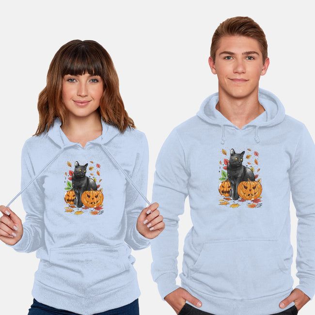 Cat Leaves and Pumpkins-unisex pullover sweatshirt-DrMonekers