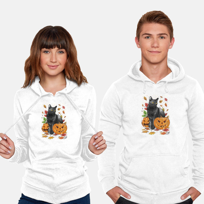 Cat Leaves and Pumpkins-unisex pullover sweatshirt-DrMonekers