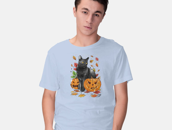 Cat Leaves and Pumpkins