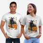 Cat Leaves and Pumpkins-unisex basic tee-DrMonekers