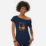 Cat Leaves and Pumpkins-womens off shoulder tee-DrMonekers