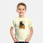 Cat Leaves and Pumpkins-youth basic tee-DrMonekers