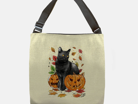 Cat Leaves and Pumpkins