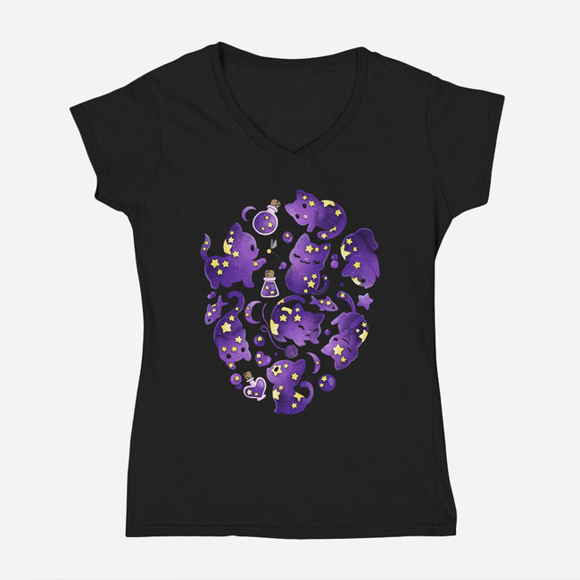 Cat Star-womens v-neck tee-Vallina84