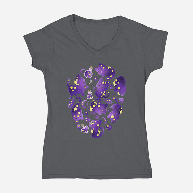 Cat Star-womens v-neck tee-Vallina84