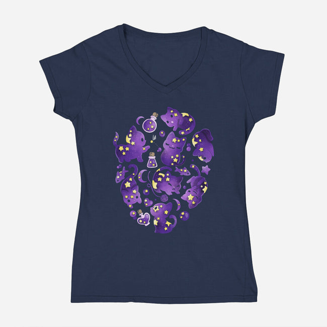Cat Star-womens v-neck tee-Vallina84