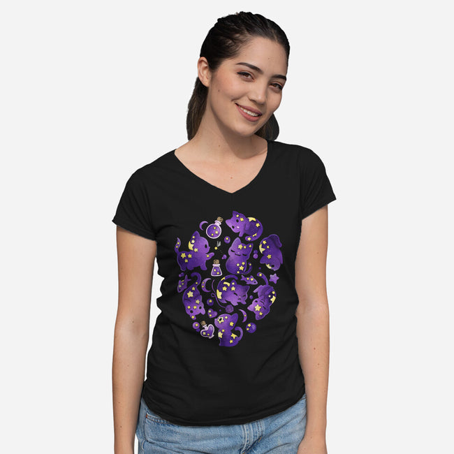 Cat Star-womens v-neck tee-Vallina84