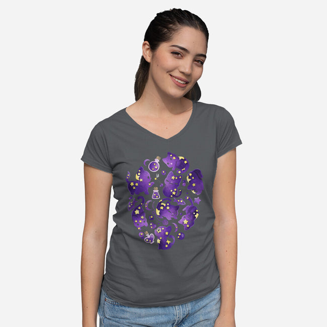 Cat Star-womens v-neck tee-Vallina84
