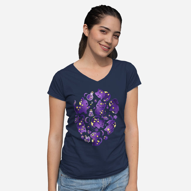 Cat Star-womens v-neck tee-Vallina84