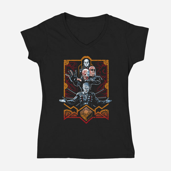 Enter The Cenobites-womens v-neck tee-daobiwan