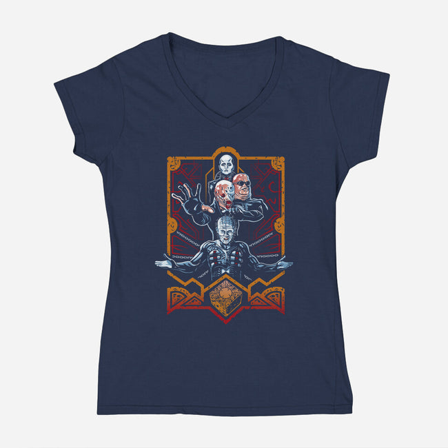 Enter The Cenobites-womens v-neck tee-daobiwan