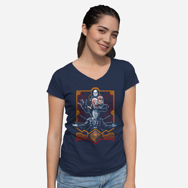 Enter The Cenobites-womens v-neck tee-daobiwan