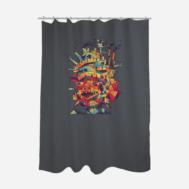 Abstract Castle-none polyester shower curtain-victorsbeard