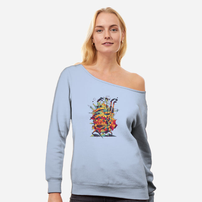 Abstract Castle-womens off shoulder sweatshirt-victorsbeard
