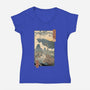Jurassic Ukiyo-e 2-womens v-neck tee-vp021