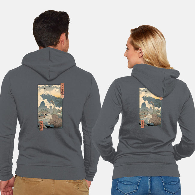 Jurassic Ukiyo-e 2-unisex zip-up sweatshirt-vp021