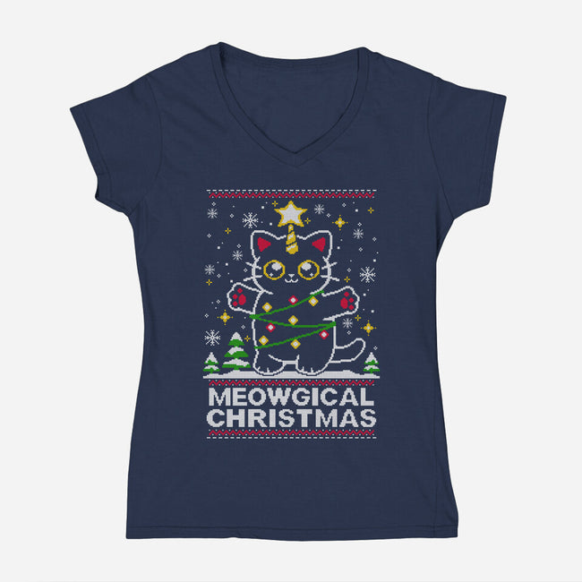 Meowgical Christmas-womens v-neck tee-NemiMakeit