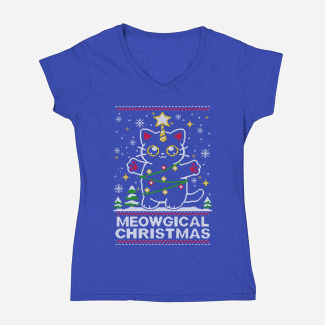 Meowgical Christmas-womens v-neck tee-NemiMakeit
