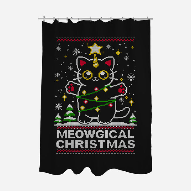 Meowgical Christmas-none polyester shower curtain-NemiMakeit