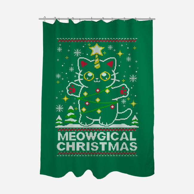 Meowgical Christmas-none polyester shower curtain-NemiMakeit