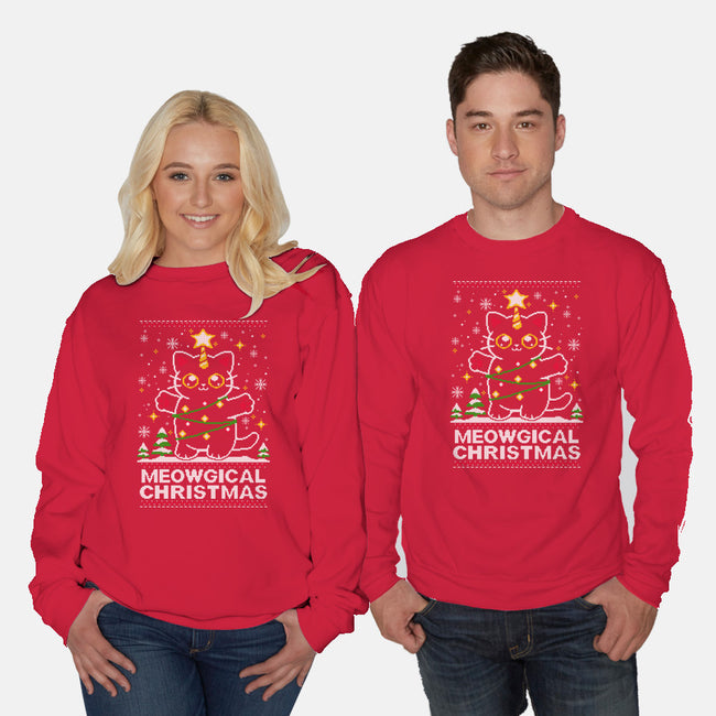Meowgical Christmas-unisex crew neck sweatshirt-NemiMakeit