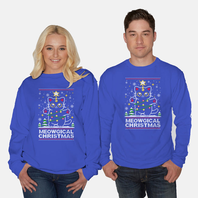 Meowgical Christmas-unisex crew neck sweatshirt-NemiMakeit