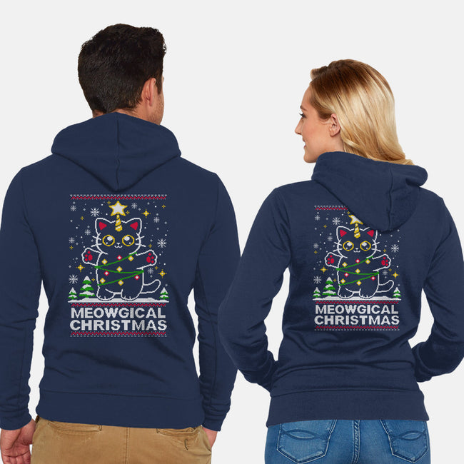 Meowgical Christmas-unisex zip-up sweatshirt-NemiMakeit