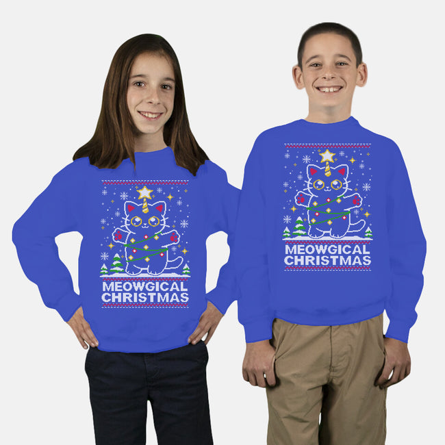 Meowgical Christmas-youth crew neck sweatshirt-NemiMakeit