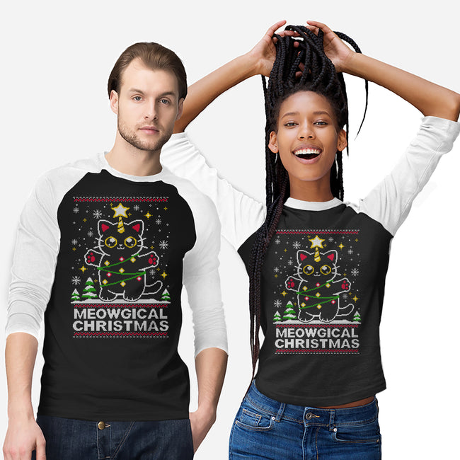 Meowgical Christmas-unisex baseball tee-NemiMakeit