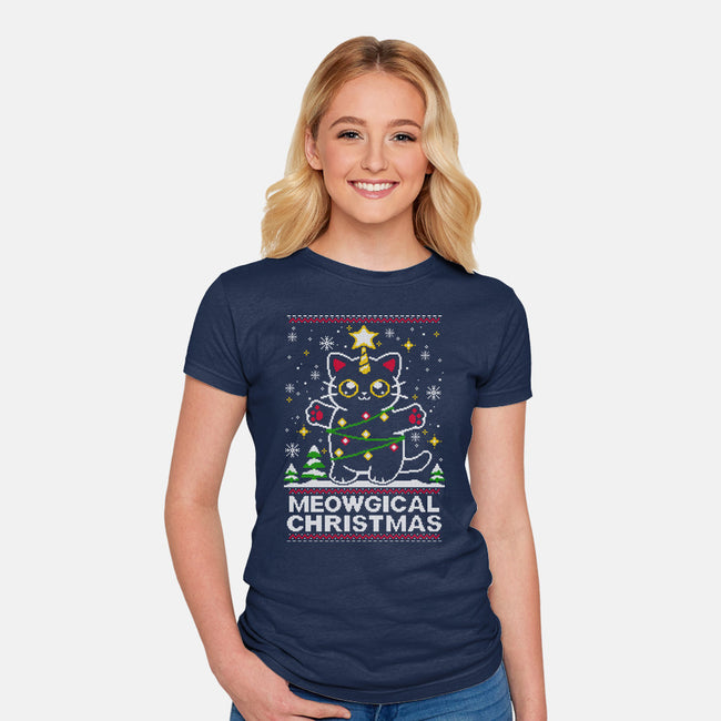 Meowgical Christmas-womens fitted tee-NemiMakeit