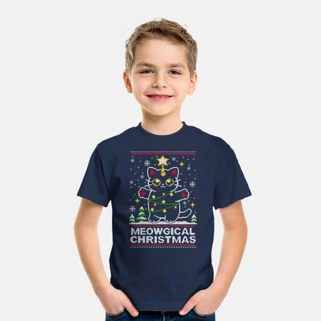 Meowgical Christmas-youth basic tee-NemiMakeit