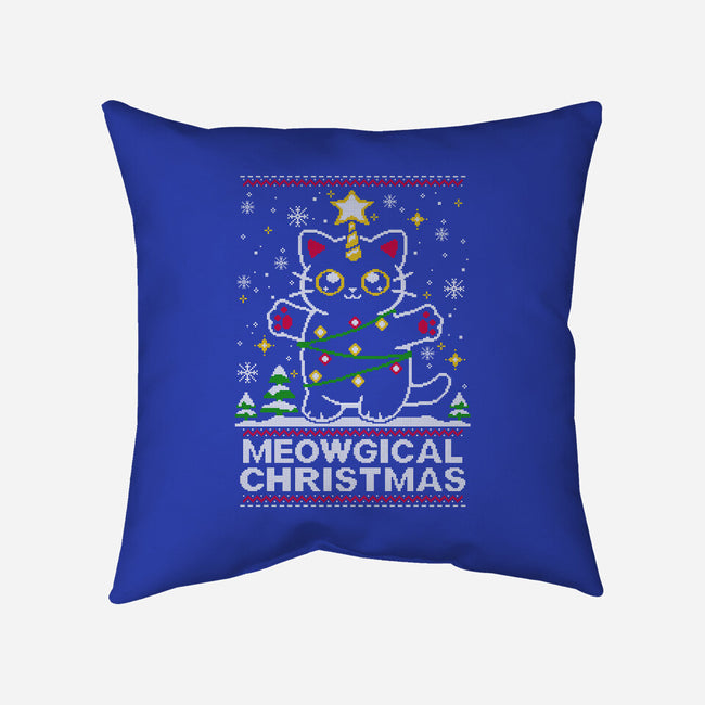 Meowgical Christmas-none removable cover w insert throw pillow-NemiMakeit
