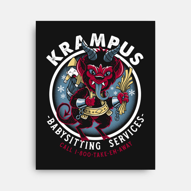 Krampus Babysitting Services-none stretched canvas-Nemons