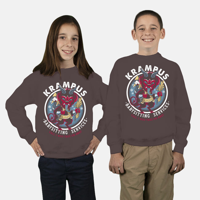 Krampus Babysitting Services-youth crew neck sweatshirt-Nemons