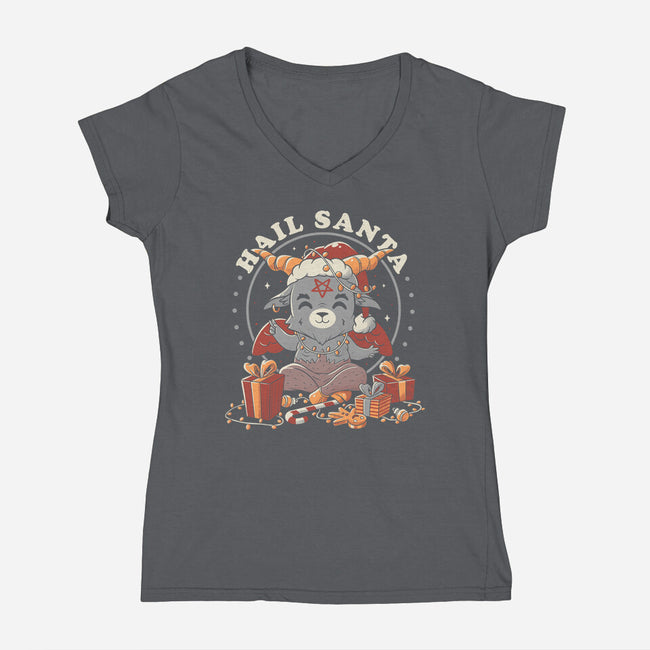 Hail Santa Claus-womens v-neck tee-eduely