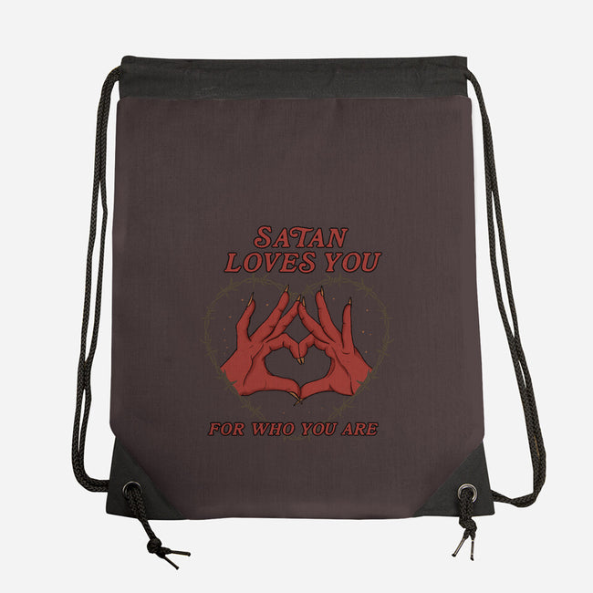 Satan Loves You-none drawstring bag-Thiago Correa