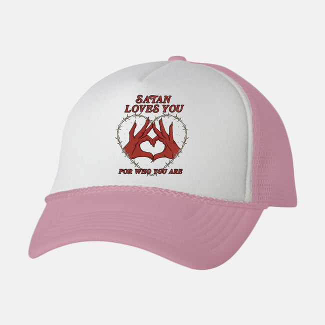 Satan Loves You-unisex trucker hat-Thiago Correa