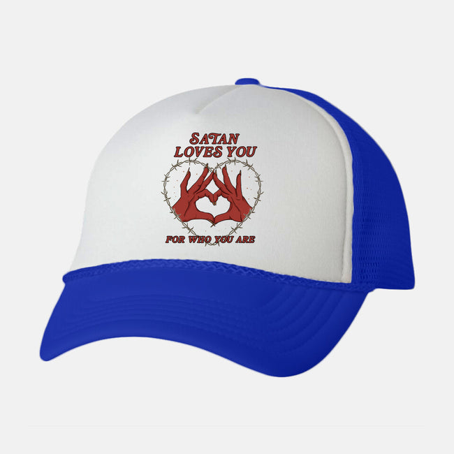 Satan Loves You-unisex trucker hat-Thiago Correa
