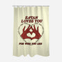 Satan Loves You-none polyester shower curtain-Thiago Correa