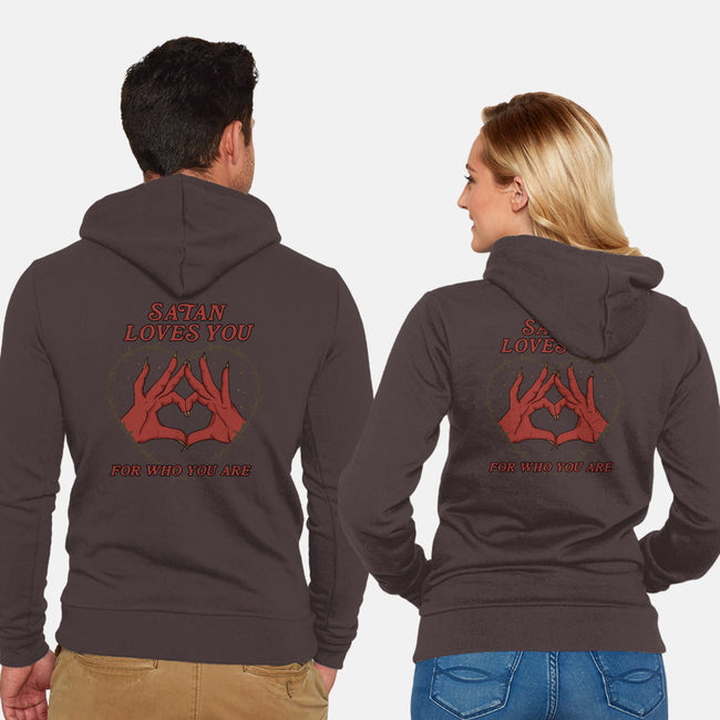 Satan Loves You-unisex zip-up sweatshirt-Thiago Correa