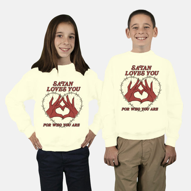 Satan Loves You-youth crew neck sweatshirt-Thiago Correa